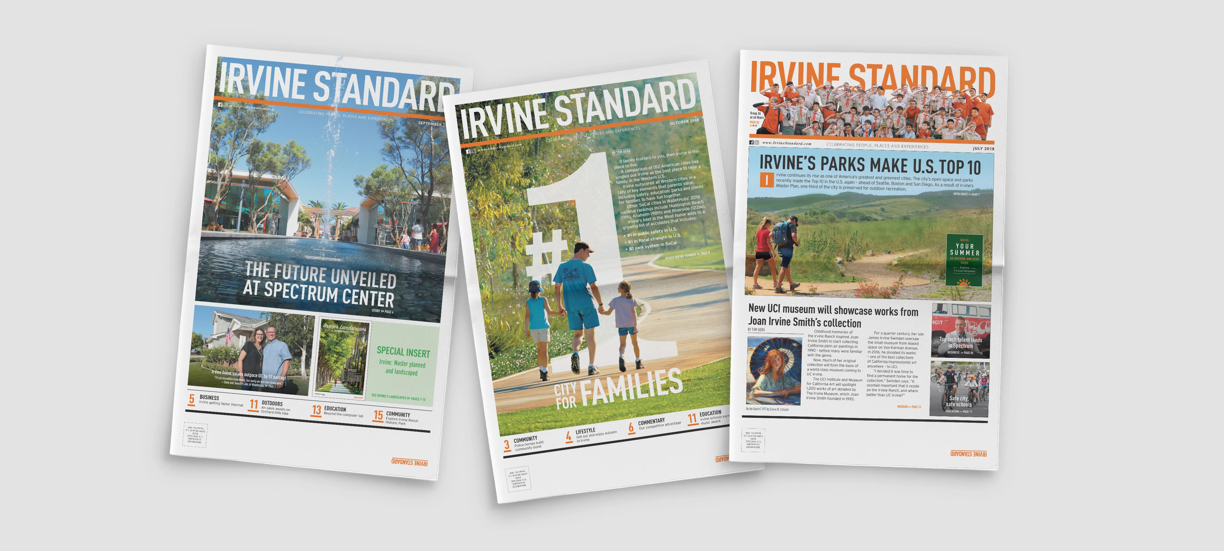 Three Irvine Standard issues laid out side by side.